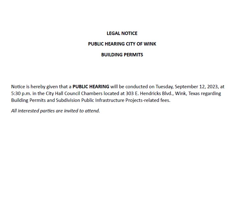 Legal Notice Building Permits